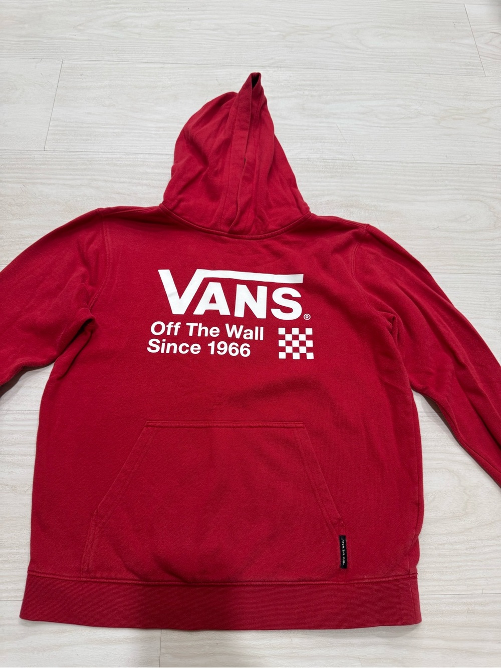 Vans Red Kids Pullover Hoodie with White Logo